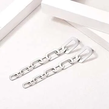 U7 4.2 Inch Long Drop Earrings Stainless Steel Y2K Party Earring for Women Paperclip Chain Earrings