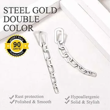 U7 4.2 Inch Long Drop Earrings Stainless Steel Y2K Party Earring for Women Paperclip Chain Earrings