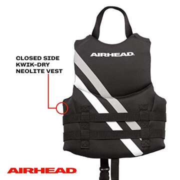 Airhead Orca Neoprene Kwik-Dry Neolite Life Jacket, USCG Approved Adult, Youth and Child Sizes