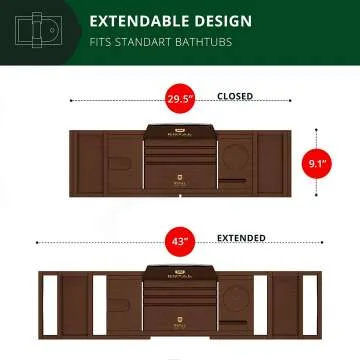 Luxury Bathtub Caddy Tray with Soap Dish - Brown
