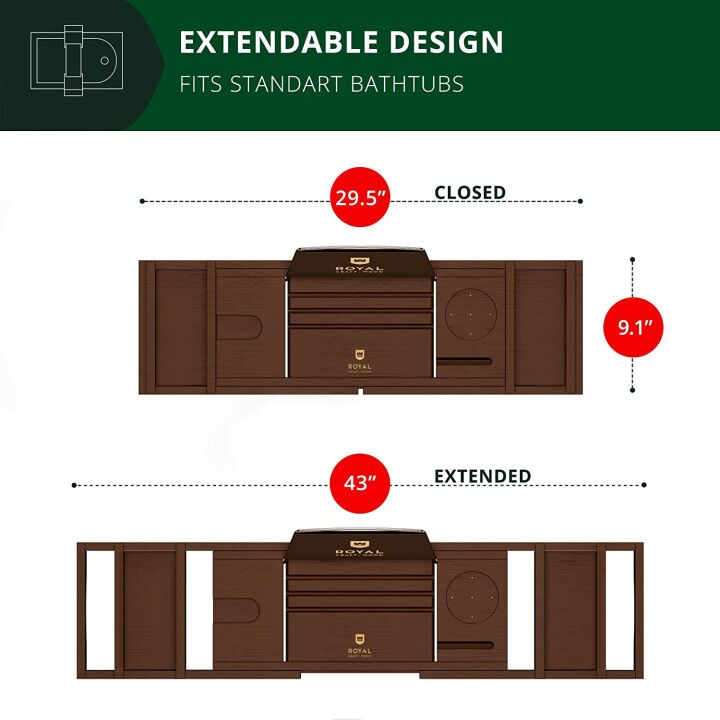Luxury Bathtub Caddy Tray with Soap Dish - Brown