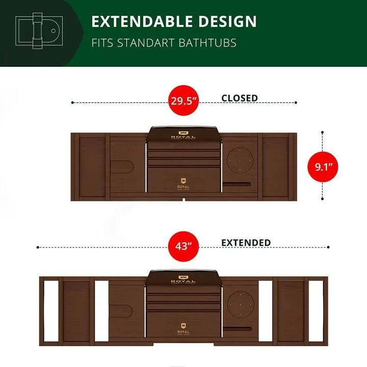 Luxury Bathtub Caddy Tray with Soap Dish - Brown