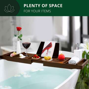 Luxury Bathtub Caddy Tray with Soap Dish - Brown