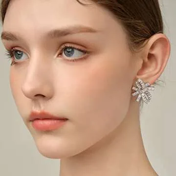 Stylish Rhinestone Bow Stud Earrings for Women