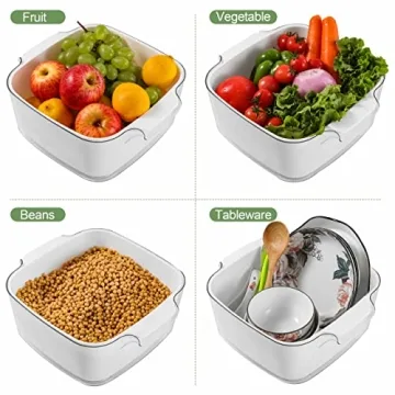 HNNJCK BPA Free Double Layered Kitchen Colanders Set