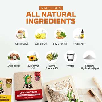 Age of Sage Natural Bar Soap Gift Set for Women Vegan Bath H made Cold Process Artisan with Essential Oil, Aromatic All Moisturizing Wash Soaps, Fragrant Victorian Scent (4 Pack) 1 Count (Pack of 4)