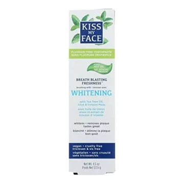 Kiss My Face Super White Cool Mint Gel Toothpaste – SLS & Fluoride-Free, Herbal Ingredients