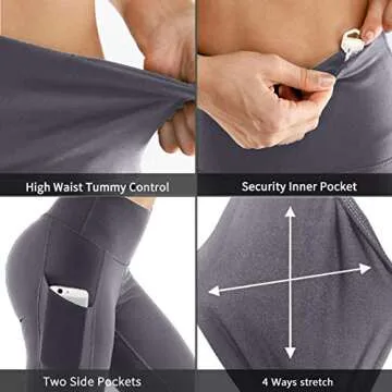 Fengbay High Waist Yoga Pants, Pocket Yoga Pants Tummy Control Workout Running 4 Way Stretch Yoga Leggings