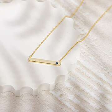 PAVOI 14K Gold Plated Crystal Birthstone Bar Necklace | Dainty Necklace | Gold Necklaces for Women | September