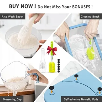 Lenwi 25 Lbs Rice Dispenser, Large Cereal Dry Food Storage Containers with Measuring Cup,BPA-Free Household for Kitchen Pantry Organization-Blue