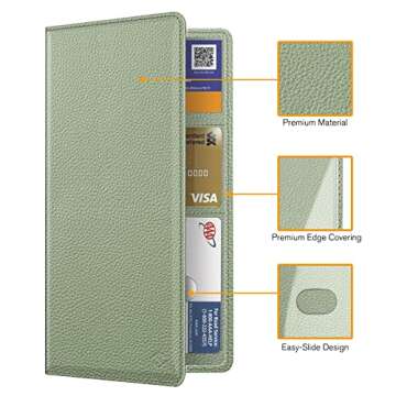 FINPAC Car Registration and Insurance Card Holder, Vehicle Glove Box Card Organizer Wallet, Automobile Accessories for Documents, License, Sage Green