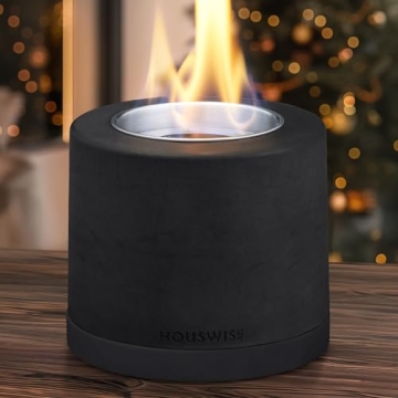 Houswise Tabletop Fire Pit Smores Maker Kit - Concrete Outdoor & Indoor Fire Pit Tabletop, Table Top Firepit, Small Portable Mini Indoor Fireplace