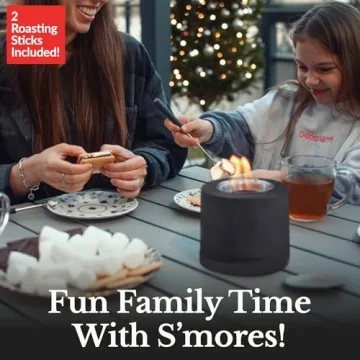 Houswise Tabletop Fire Pit Smores Maker Kit - Concrete Outdoor & Indoor Fire Pit Tabletop, Table Top Firepit, Small Portable Mini Indoor Fireplace