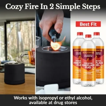 Houswise Tabletop Fire Pit Smores Maker Kit - Concrete Outdoor & Indoor Fire Pit Tabletop, Table Top Firepit, Small Portable Mini Indoor Fireplace