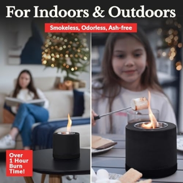 Houswise Tabletop Fire Pit Smores Maker Kit - Concrete Outdoor & Indoor Fire Pit Tabletop, Table Top Firepit, Small Portable Mini Indoor Fireplace