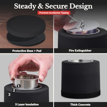 Houswise Tabletop Fire Pit Smores Maker Kit - Concrete Outdoor & Indoor Fire Pit Tabletop, Table Top Firepit, Small Portable Mini Indoor Fireplace