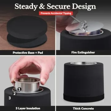 Houswise Tabletop Fire Pit Smores Maker Kit - Concrete Outdoor & Indoor Fire Pit Tabletop, Table Top Firepit, Small Portable Mini Indoor Fireplace