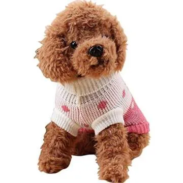 CHBORCHICEN Pet Dog Sweaters Classic Knitwear Turtleneck Winter Warm Puppy Clothing Cute Strawberry and Heart Doggie Sweater (Pink, Small)