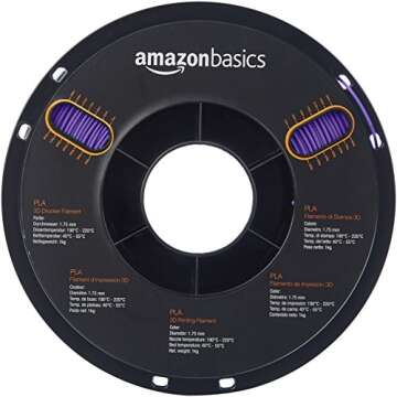Amazon Basics PLA 3D Printer Filament, 1.75mm, Purple, 1 kg Spool