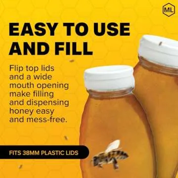 Mann Lake Honey Squeeze Bottle, Easy Honey Dispensing, Durable, White Flip-Top Lids Included, Effortless Honey Storage, Recyclable Plastic, 24-Pack, 12 oz