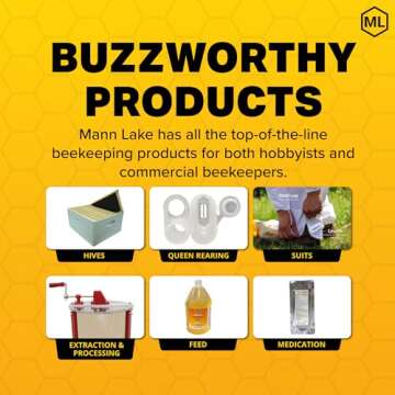 Mann Lake Honey Squeeze Bottle, Easy Honey Dispensing, Durable, White Flip-Top Lids Included, Effortless Honey Storage, Recyclable Plastic, 24-Pack, 12 oz