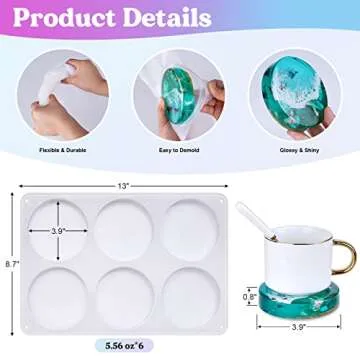 LET'S RESIN Extra Deep Silicone Coaster Molds for Crafting