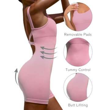 GYMTITAN Workout Rompers Seamless Criss Cross Backless Square Neck Tank Top One Piece Jumpsuits for Women Gym Sports Bodysuit Onesie Bodycon Rompers