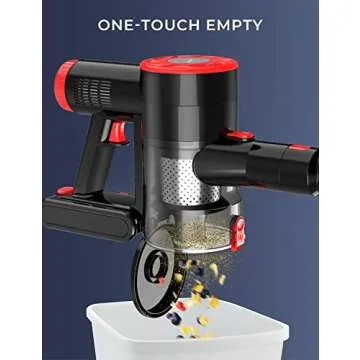 syvio Cordless Vacuum Cleaner Rechargeable with 2200mAh Detachable Battery, 18000Pa Cyclone Vacuum with Double HEPA Filters, 2 Modes, Portable Handheld Stick Vacuum for Hard Floors