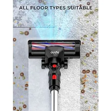 syvio Cordless Vacuum Cleaner Rechargeable with 2200mAh Detachable Battery, 18000Pa Cyclone Vacuum with Double HEPA Filters, 2 Modes, Portable Handheld Stick Vacuum for Hard Floors