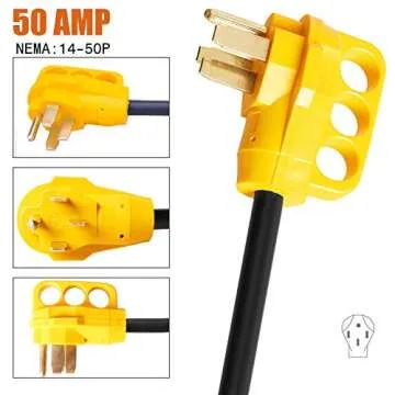 Facon 50Amp to 30Amp RV Power Cord Adapter - Easy Handle
