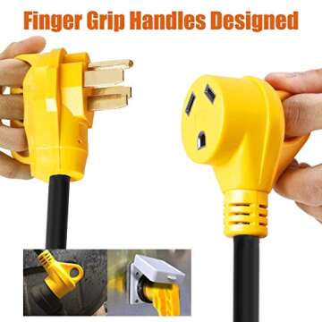 Facon 50Amp Male to 30Amp Female RV Power Cord Adapter, Suitable for 30Amp RV, RV Power Adapter with Easy Handle, RV Electrical Converter Cord Cable, 12Inch Length, for RV, Camper