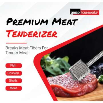 Amco 4-In-1 Meat Tenderizer for Versatile Cooking