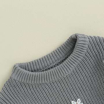 Pivanzore Baby Girl Toddler Knit Sweater Winter Clothes Cute Flower Crewneck Long Sleeve Pullover Newborn Infant Warm Tops