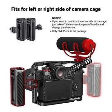 SMALLRIG Universal Aluminum NATO Side Handle Grip for DSLR Camera Cage with Cold Shoe Mount Built-in Wrench, Up and Down Adjustable - HSN2427