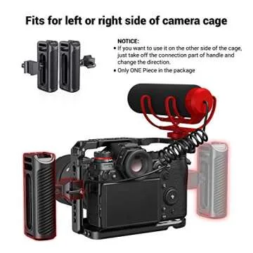SMALLRIG Universal Aluminum NATO Side Handle Grip for DSLR Camera Cage with Cold Shoe Mount Built-in Wrench, Up and Down Adjustable - HSN2427