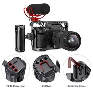 SMALLRIG Universal Aluminum NATO Side Handle Grip for DSLR Camera Cage with Cold Shoe Mount Built-in Wrench, Up and Down Adjustable - HSN2427