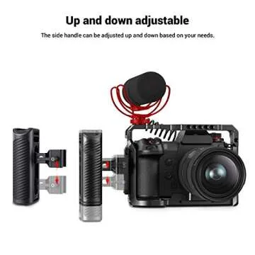 SMALLRIG Universal Aluminum NATO Side Handle Grip for DSLR Camera Cage with Cold Shoe Mount Built-in Wrench, Up and Down Adjustable - HSN2427