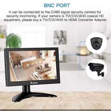 Eyoyo 7 Inch Small Monitor, Mini HDMI Monitor IPS Display Screen Support HDMI VGA AV BNC Inputs, Secondary Monitor for PC/Computer/Raspi/Laptop/Security Camera/CCTV/PS4