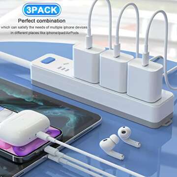 Phone Charger iGENJUN 3 Pack 20W PD USB C Wall Fast Charger Adapter with 3 Pack 6FT Type C to Lightning Cable Compatible for Phone 14 13 12 11 Pro Max XR XS X,Pad