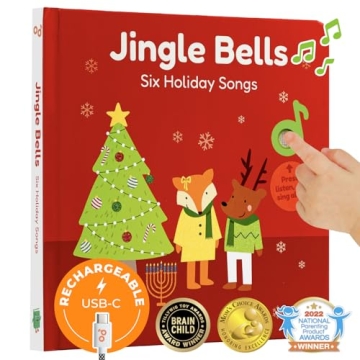 Cali's Books Jingle Bells USB-C Rechargeable Christmas Musical Book - Toddler Interactive Christmas ...