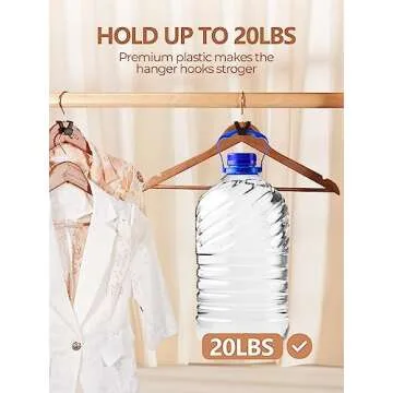 HOUSE DAY Space Saving Hanger Hooks 60 Pack, Black Clothes Hanger Connector Hooks, Heavy Duty Hanger Hooks Space Saver, Premium College Dorm Room Essentials, Good Closet Organizers and Storage