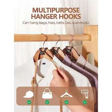 HOUSE DAY Space Saving Hanger Hooks 60 Pack, Black Clothes Hanger Connector Hooks, Heavy Duty Hanger Hooks Space Saver, Premium College Dorm Room Essentials, Good Closet Organizers and Storage