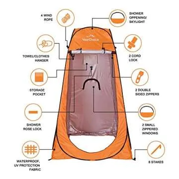 Your Choice Pop Up Camping Shower Tent, Portable Changing Room Camp Shower Toilet Privacy shelter Tents for Outdoor and Indoor, 6.2FT Tall - Color Orange