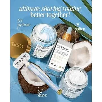 Truly Beauty Coco Cloud Shaving Cream for Women Sensitive Skin Whipped Shave Butter for Legs, Pubic Hair, Underarm, Body, Intimate Bikini Area, etc. 1.3 OZ