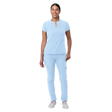 Stylish Adar Women's Scrub Set - Notched V-Neck Top & Pants