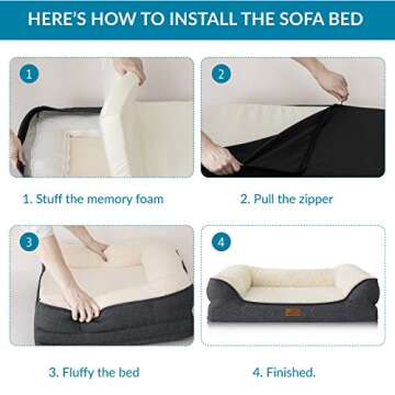 Bedsure Orthopedic Pet Sofa Beds for Small, Medium, Large Dogs & Cats - 42"x32"x7" Extra Large Dog Beds, Grey - Memory Foam Couch Dog Bed with Removable Washable Cover - Bolster Dog Beds