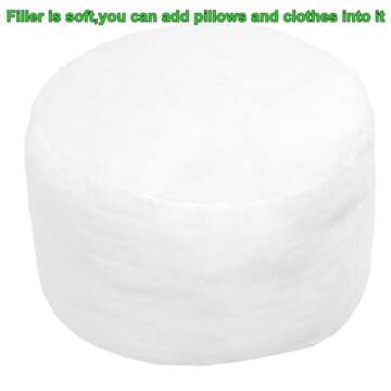 Round Stuffed Pouf Ottoman 20x20x12 Inches Faux Fur Ottoman Foot Rest Under Desk Foot Stool Great for Living Room, Bedroom Small Furniture (Ivory Pouf with Filler)