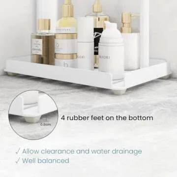 ELITEROO 3 Tier Standing Shower Caddy Organizer, Corner Shower Shelf with Handle, Storage Stands for Shampoo, Stand Up Metal Basket Rack for Inside Bathroom, Bathtub, Office, Kitchen, White