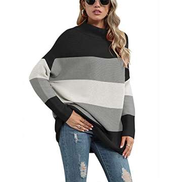 ANRABESS Women Oversized Turtleneck Sweater - Chic Fall Style