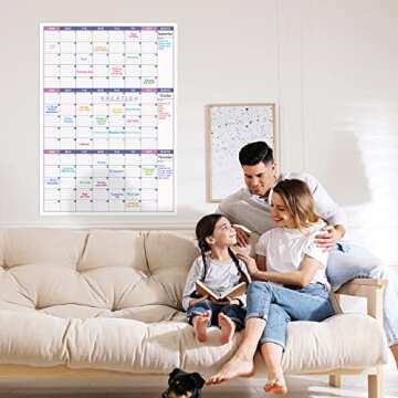 BooQool Large Dry Erase Calendar for Wall - Undated 3 Month Calendar, 27.7'' x 40'', Erasable & Reus...
